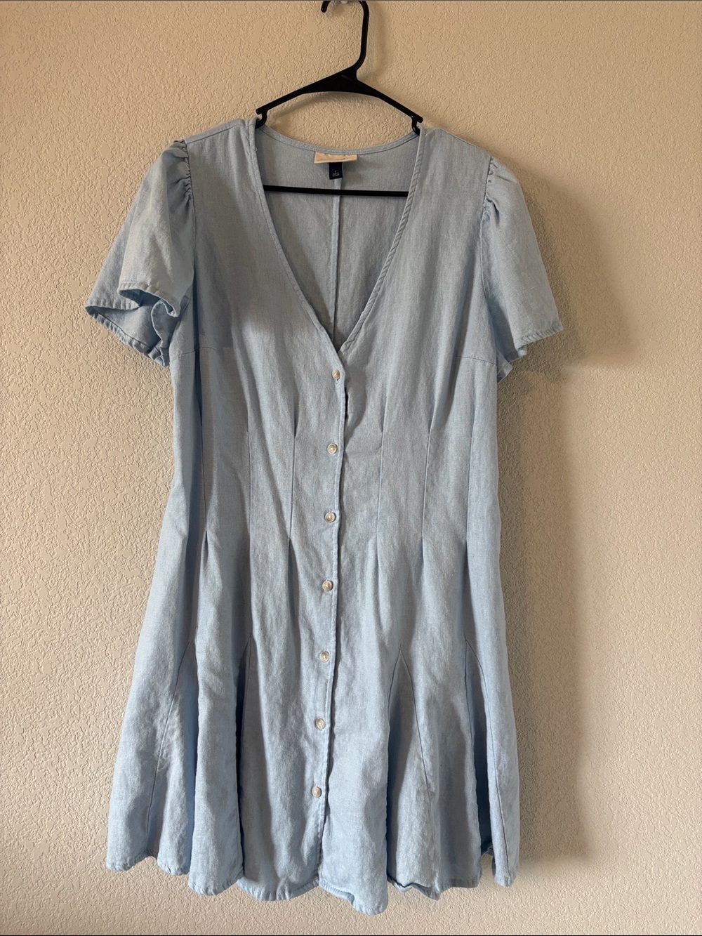 Universal Thread Light Blue Button-Front V-Neck Mini Dress